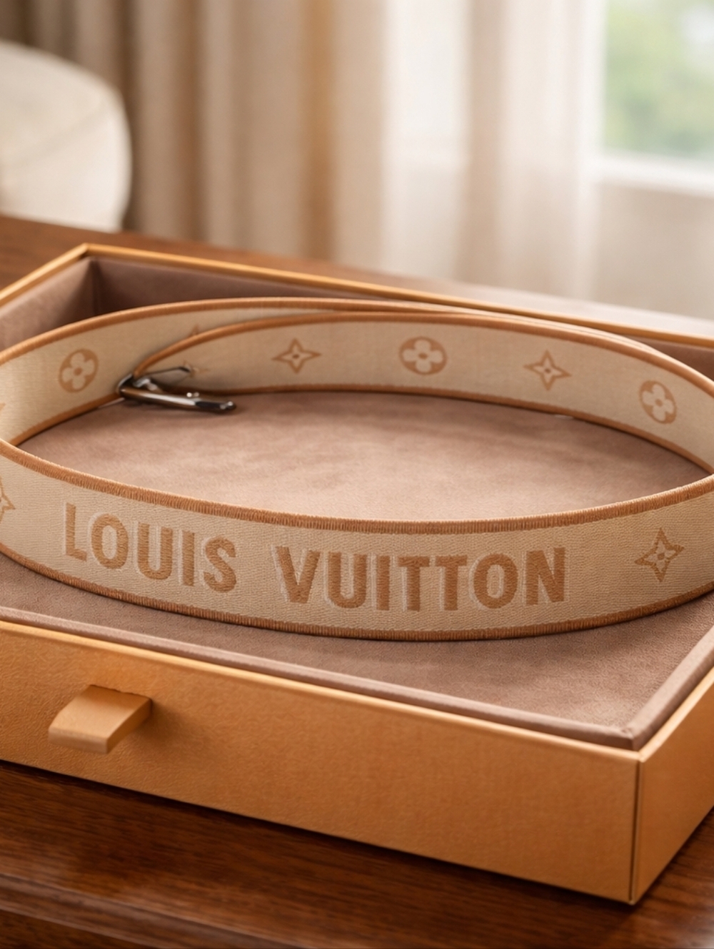 Beige and Tan Monogram Canvas Strap